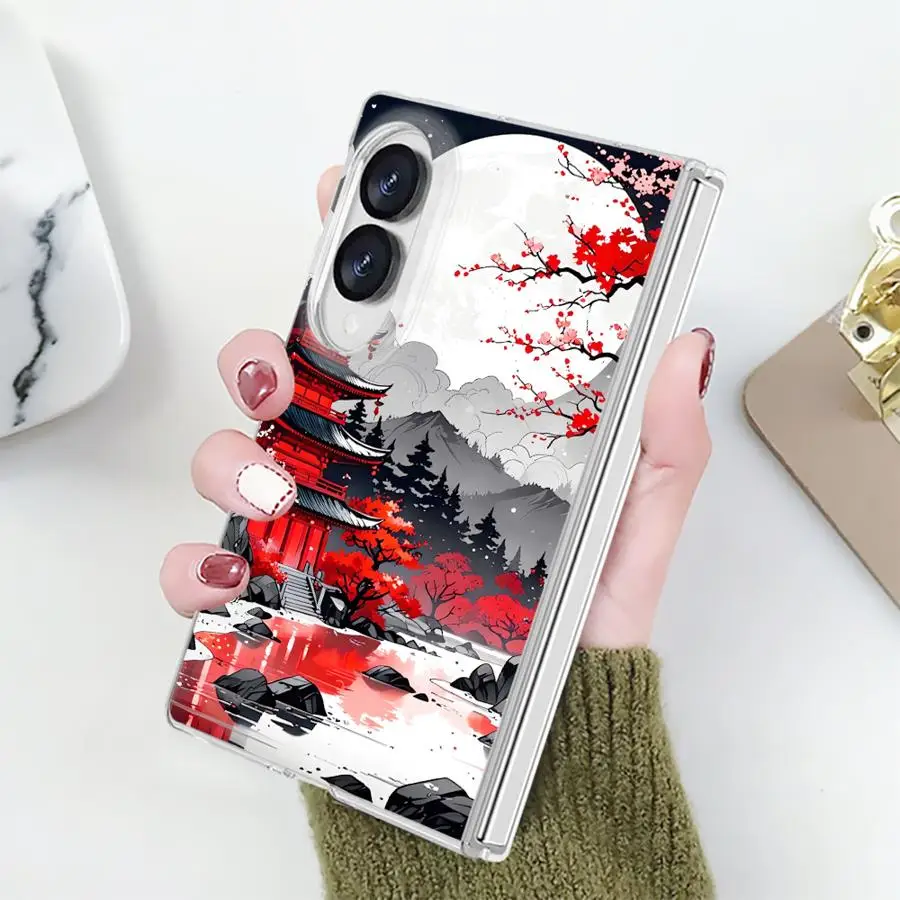 Case for Samsung Galaxy Z Fold 8 ZFold 8 PC Hard Luxury ZFold8 Phone Funda Wash Painting Landscape