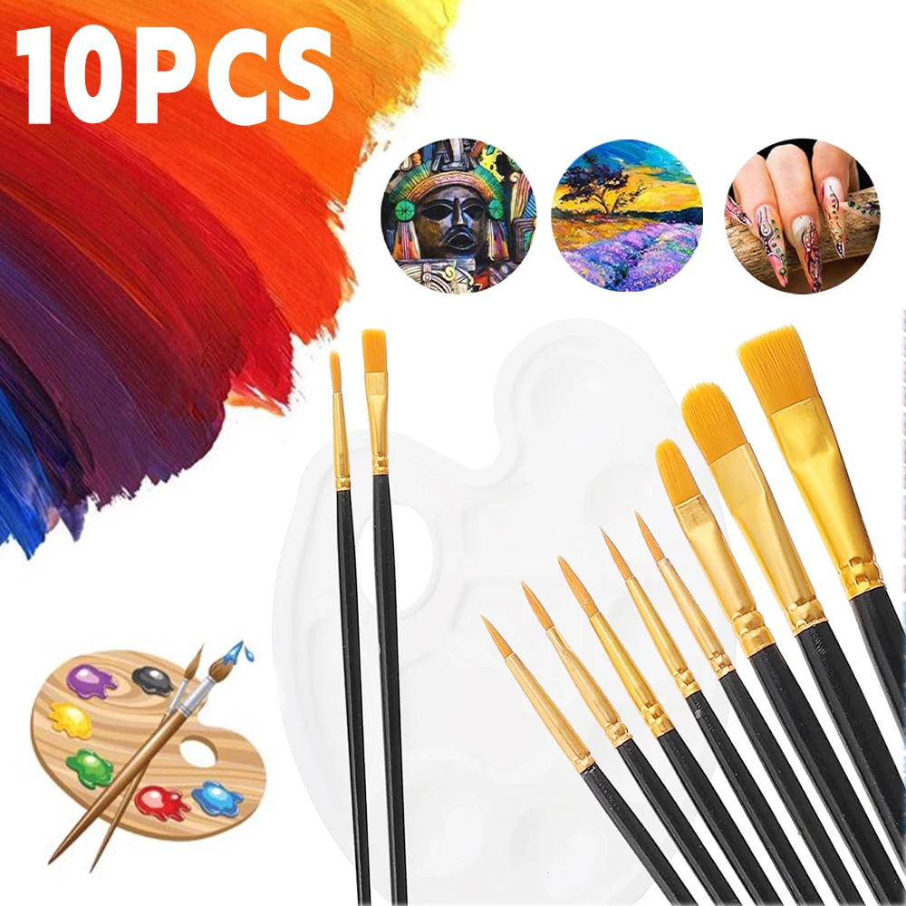 Kit de Pincéis de Nylon com Cerdas Macias para Pintura em Tela, Alta Precisão para Detalhes Finos e Grandes Superfícies