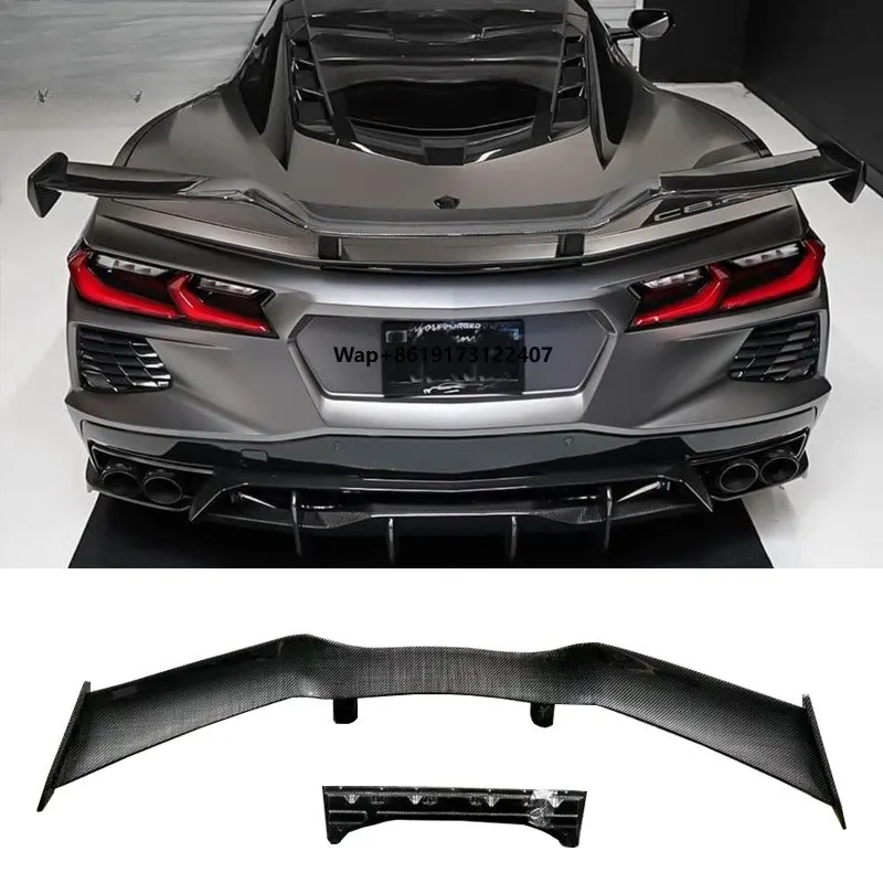 

PU Carbon Perfect Fit for C8 Dry Carbon Fiber Z06 Style Rear Spoiler Wing Root Spoiler Wing Body Kit
