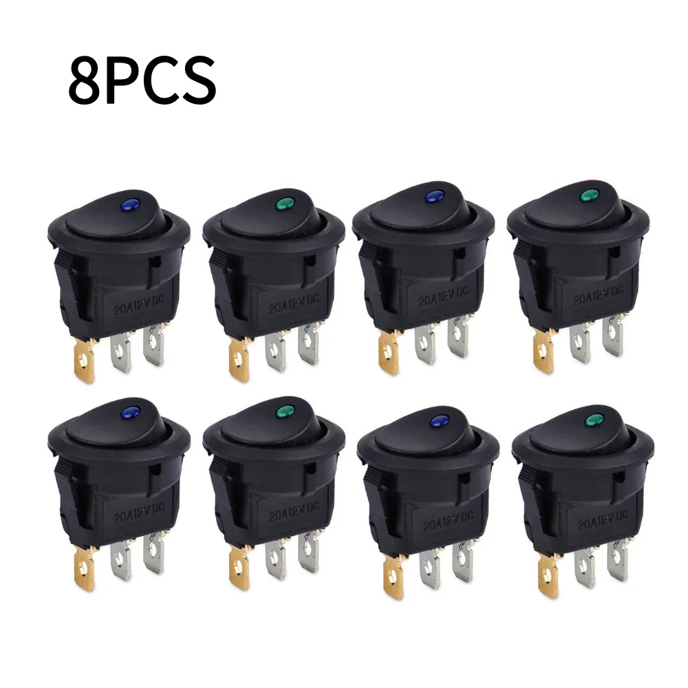 

4/8Pcs 3 Pins Plastic Switches Black Rocker for car flashing lights SPST 2 Poles Design chassis lights LED Light Toggle