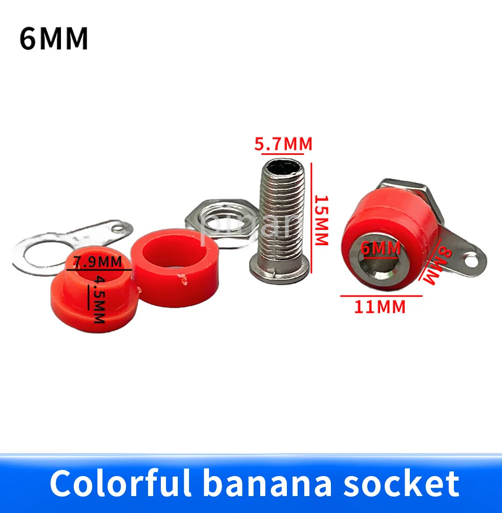 10pcs/lot 4mm Banana Binding Post 4mm Banana Socket Free Shipping 5color/lot Plug Adapter DIY Red Green Yellow Black Blue