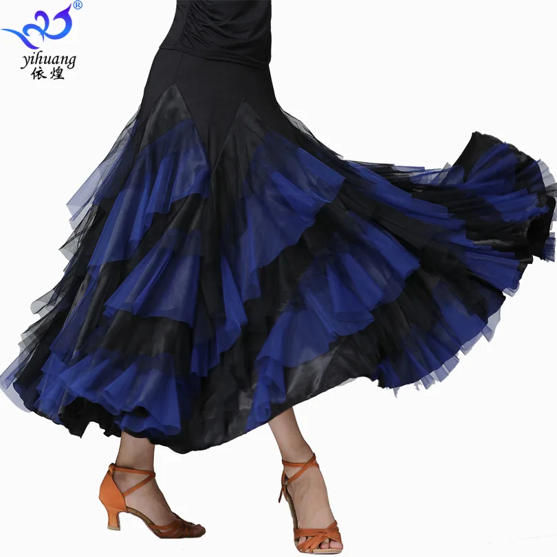 Disfraz de baile para mujer, Falda de baile de salón, Flamenco, Vals, clásico, Swing grande, falda larga española, 1 lote