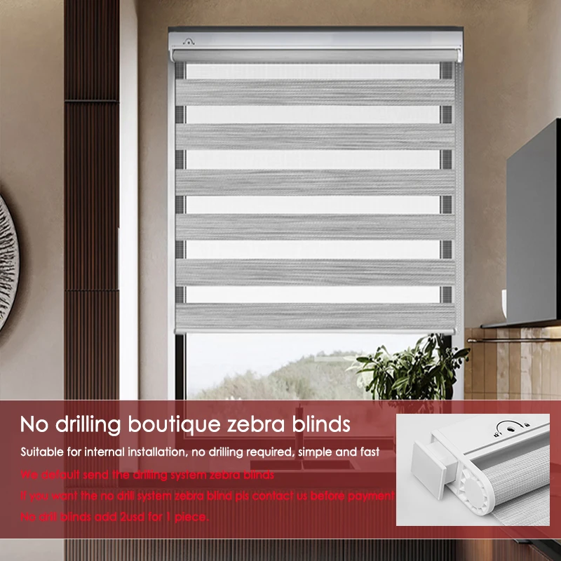 CASAYA-Transparent Zebra Blinds, Double Layer Light Shading Window Roller Blinds for Living Room Bedroom Study Custom size