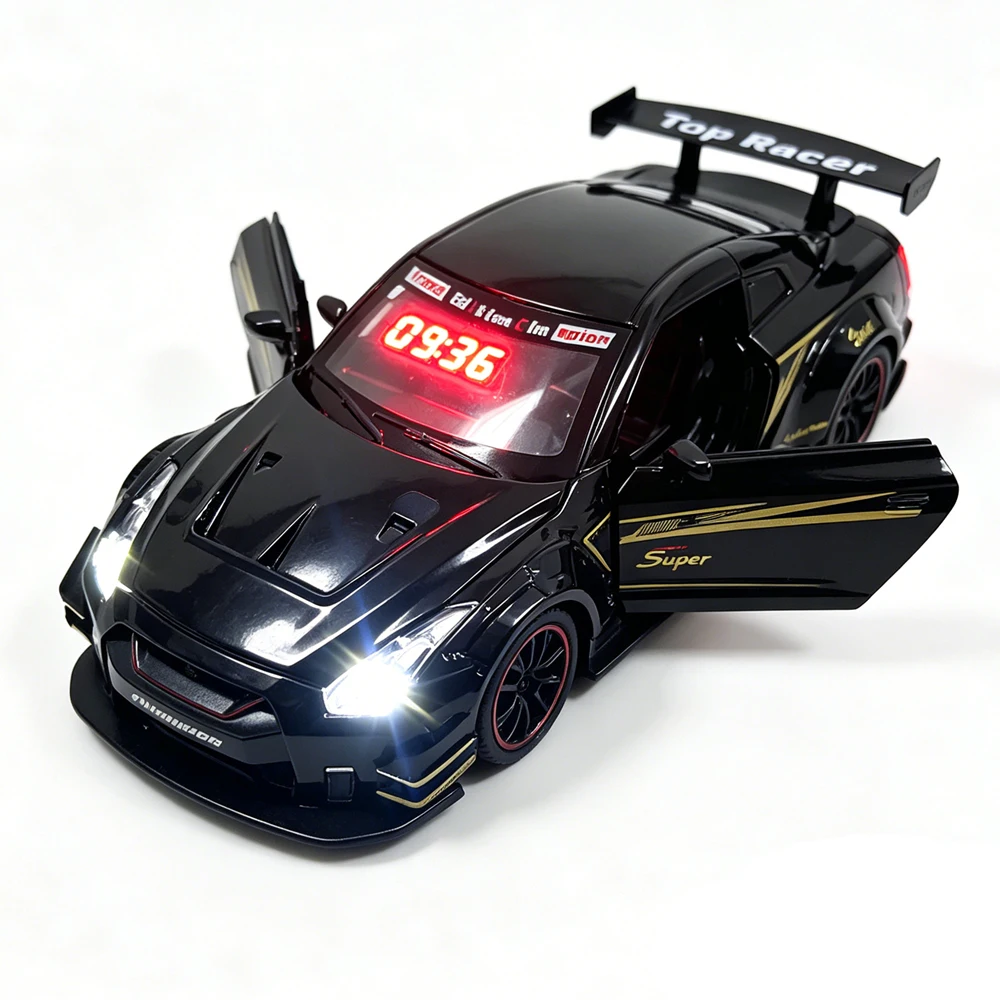 

Car Model Decoration Craft Alarm Clock,Metal Rechargeable Supercar Alarm Clock Engine Sound,LED Light Spray Effect,Desktop Decor