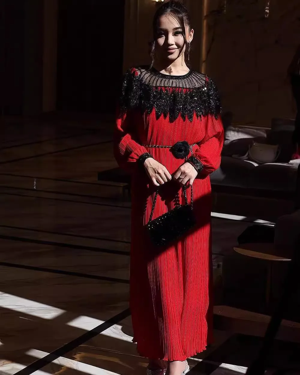 สีขาวชีฟองเลื่อมเย็บปักถักร้อยหลวมชุดผู้หญิงแขนยาวStreetwear Vestidos Bodycon Holiday Partyเสื้อผ้าหลวมLady