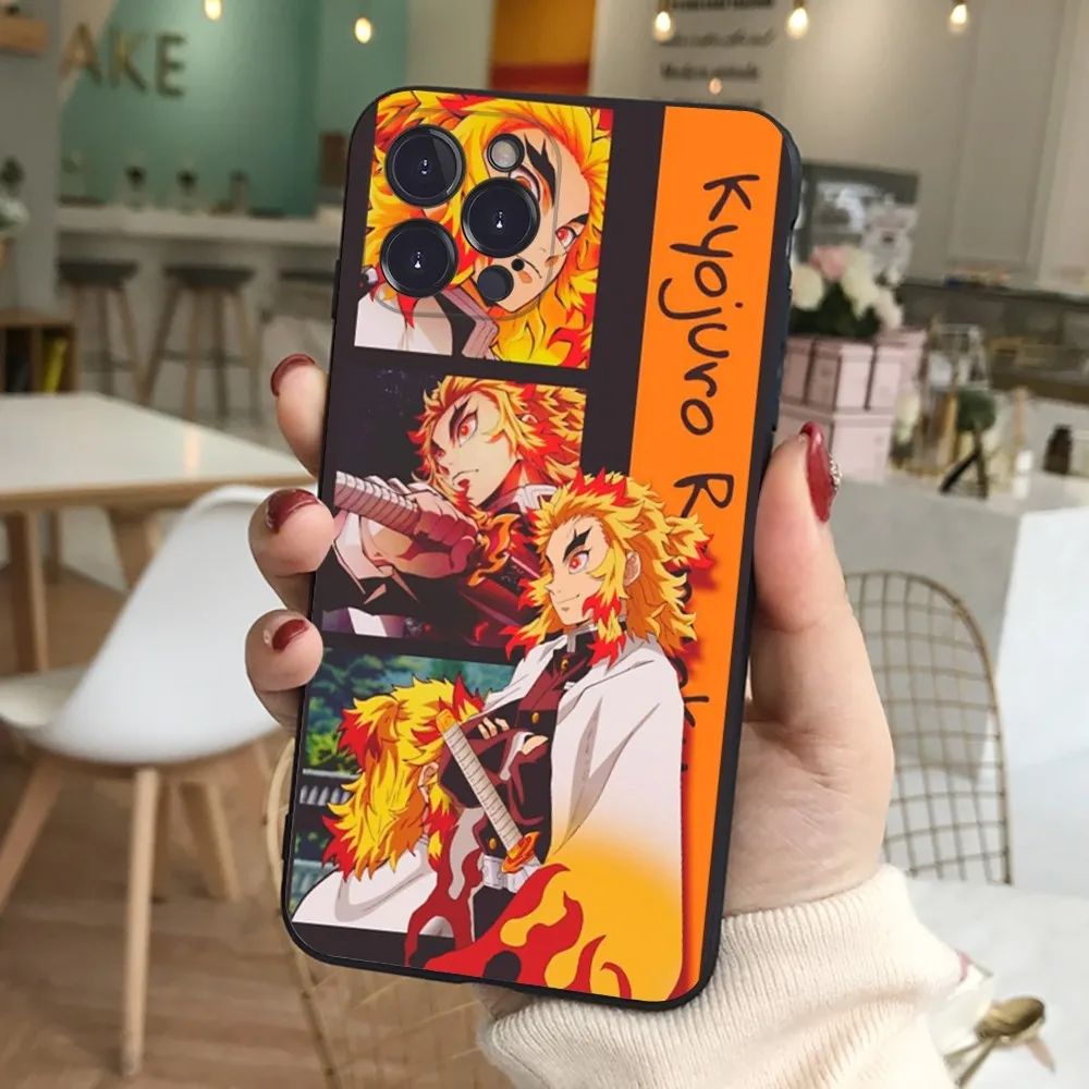 Demon Slayer Silicone Soft Phone Case, Rengoku Kyoujurou Cover, iPhone 16 15 14 13 12 11 Pro Mini XS MAX Plus X