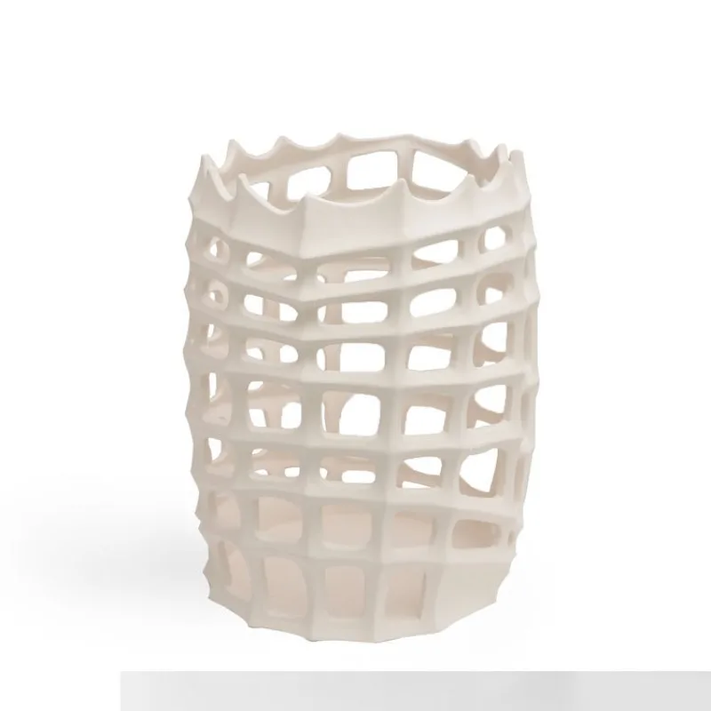 Modern simple hollow art vase ornament, model room hotel living room entrance floral art flower ware decorative handicrafts