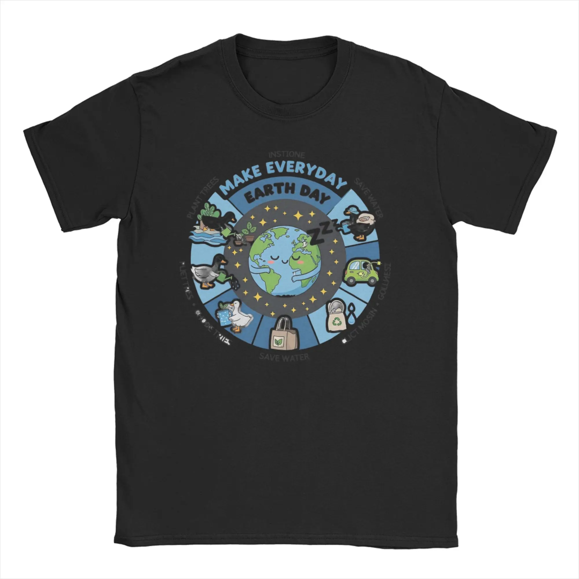 Novelty Every Day Earth Day Save Planet T-Shirts Men Women's Round Collar Pure Cotton T Shirt  Short Sleeve Tee Shirt Clothes