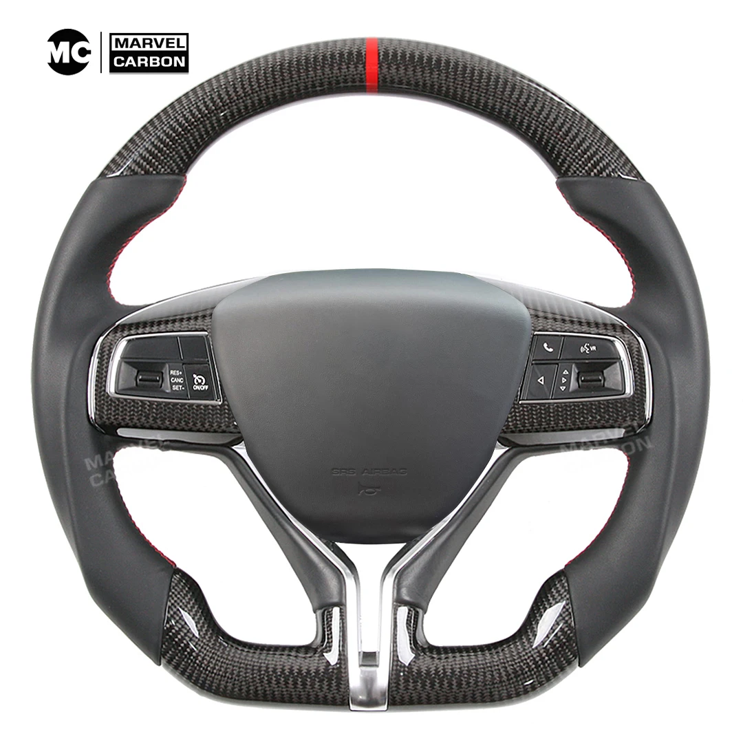 100% Pure Carbon Fiber Customized Steering Wheel For Maserati Carbon Fiber Leather Half Punch Steering Wheel