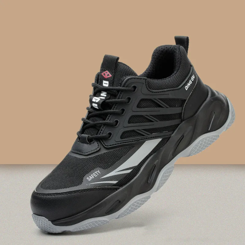

men casual breathable steel toe caps working safety shoes summer tooling security boots worker foot protection safe footwear man