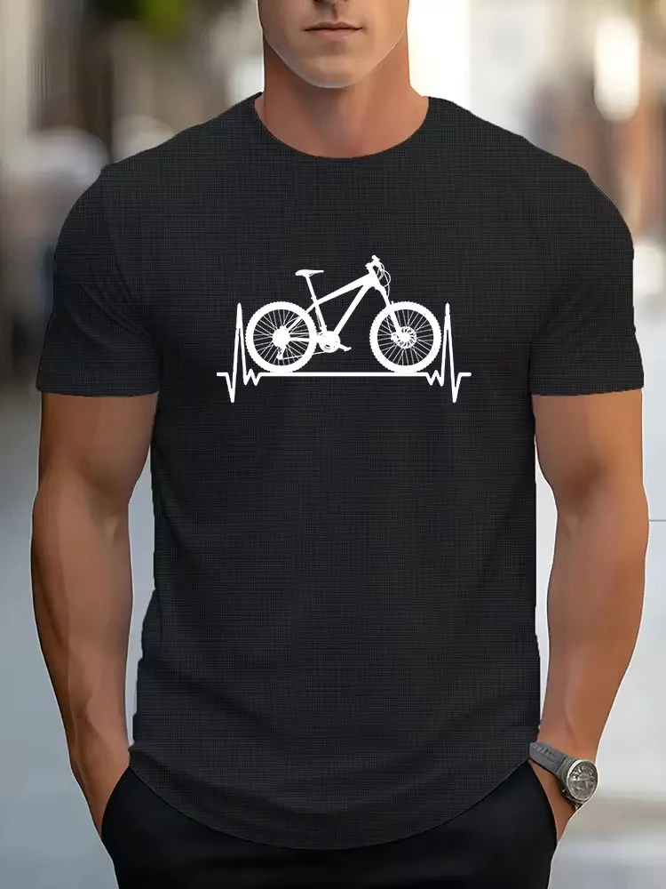 Stylish Bicycle Pattern Print Men's Comfy Chic T-shirt Graphic Tee Men's Summer Outdoor Clothes Men's Tops For Men