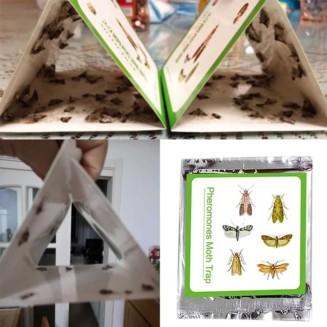 6/12/50PCS Clothes Pantry Food Pheromone Killer Paste Sticky Glue Trap Pest Reject Fly Moth Family Factory Restaurant