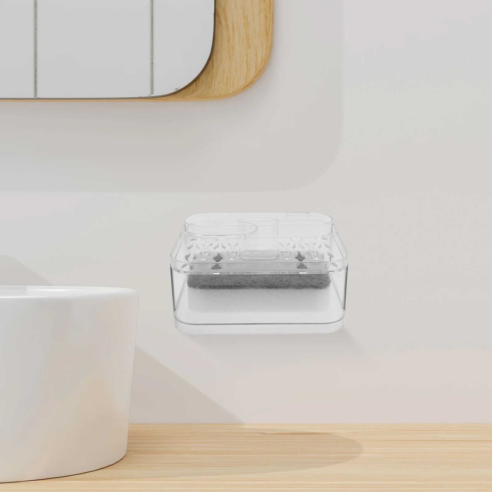 

Wall Mounted Soap Dish Transparent Dual Layer Drain Rack for Kitchen Sink Bathroom Sponge Holder Plastic Shower Storage