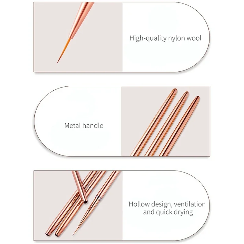 Nail Art Liner Brushes Set Elongated Lines Striping Drawing UV Gel Painting Nail Design Pen Professional Manicure Tool 네일