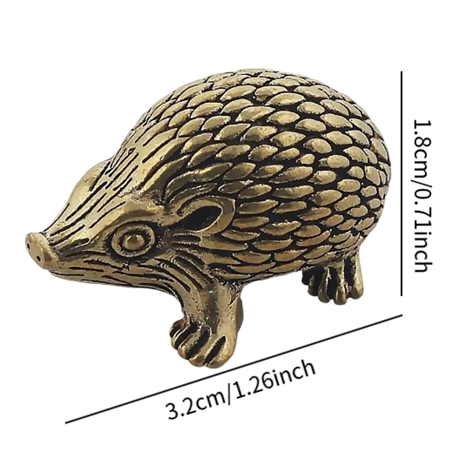 Hedgehog Figurine Collectible Lucky Simulation Fengshui Office Decoration Copper Landscape Ornament Kung Fu Tea Pet for Tea Room