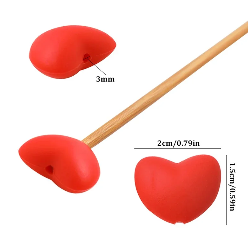 6Pcs Knitting Needle Point Protectors Point Needle Stoppers Heart Shaped Stitches Stoppers Needle Caps Knitting Accessories