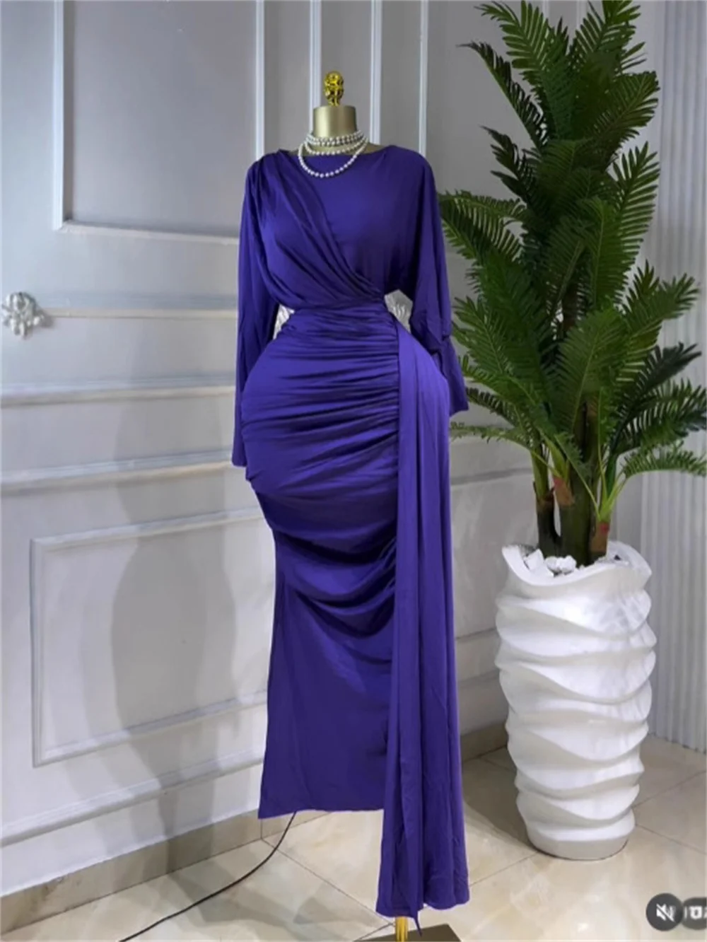 

2026 Women Long Sleeve Solid Color Elegant Maxi Long Dress Party Trendy Cocktail Celebrity Birthday Gown Design New Clothes