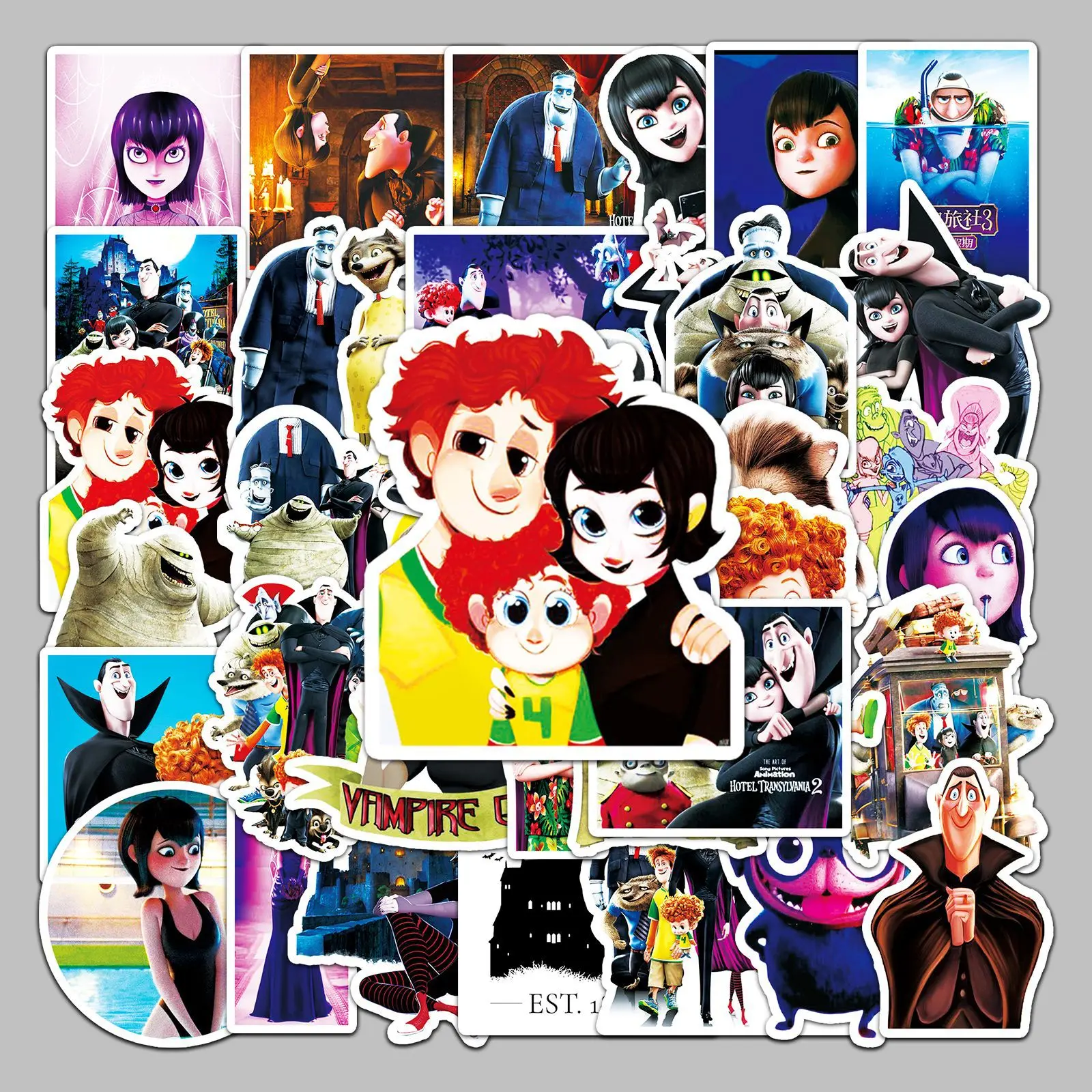 50pcs Hotel Transylvania Cartoon Personality DIY Graffiti Laptop Luggage Scooter Car Sticker