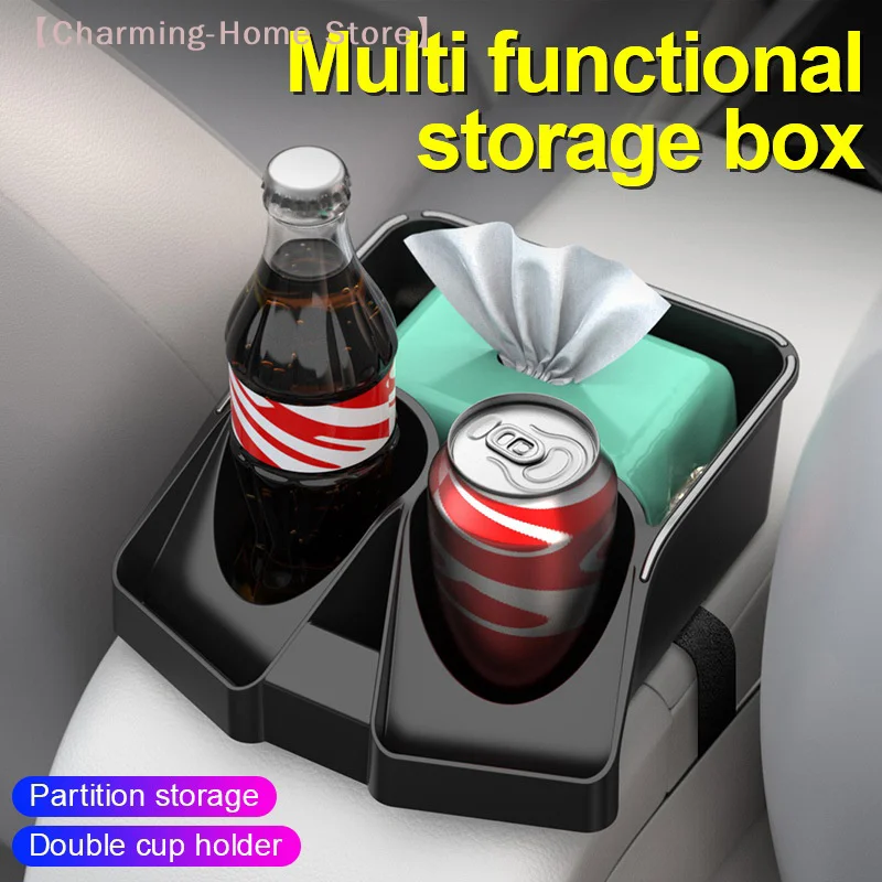 Universal Car Armrest Storage Box Auto Arm Rest Water Cup Tissue Holder Multi-Functional Mobile Phone Holder Interior Organiser