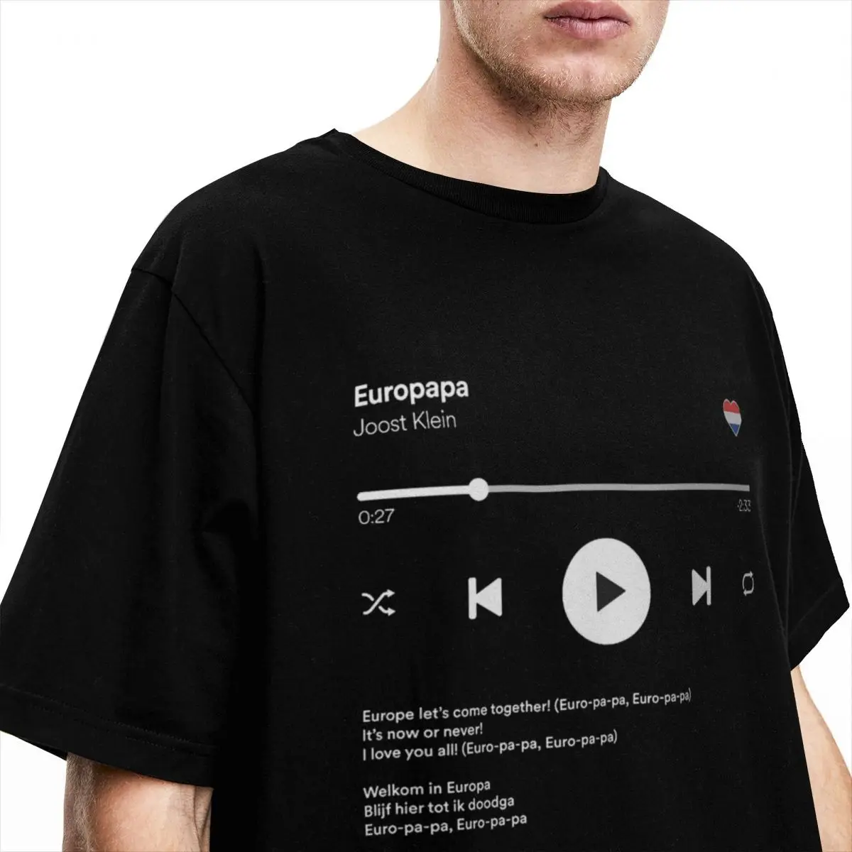 Europapa Joost Klein Eurovisions 2024 T-Shirt Media Player Style T-Shirts Short-Sleeve  Tops  Pure Cotton Crew Neck Clothing