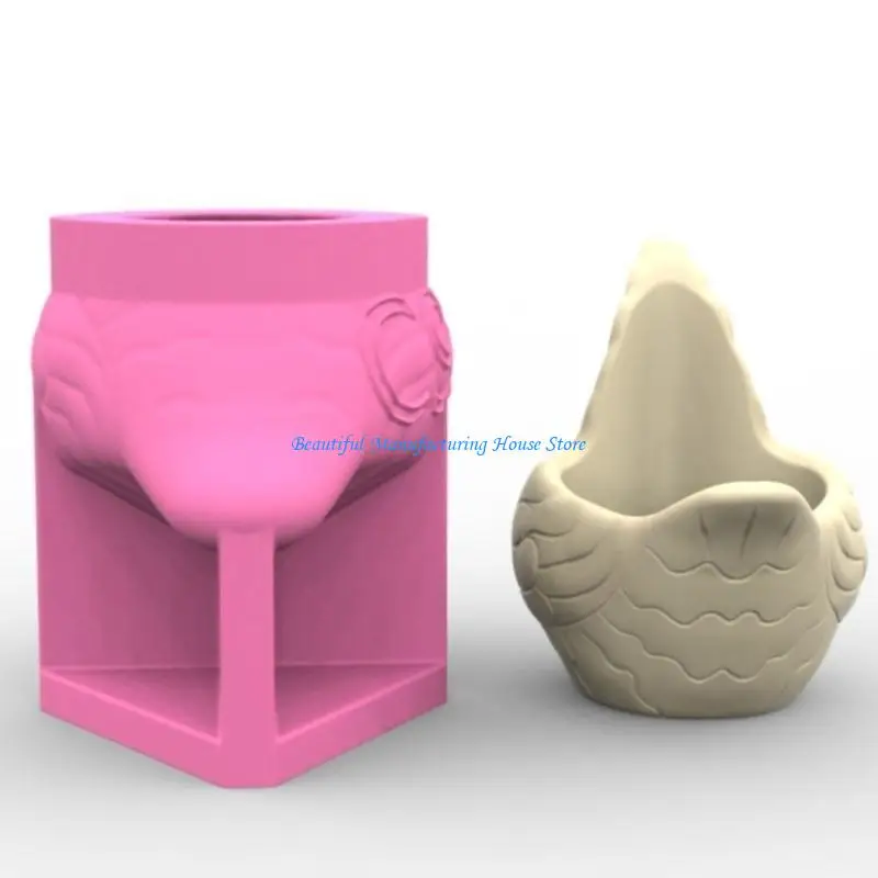 

E56A Silicone Planter Mold Silicone Flower Pots Mold Parrot for Succulent Pots