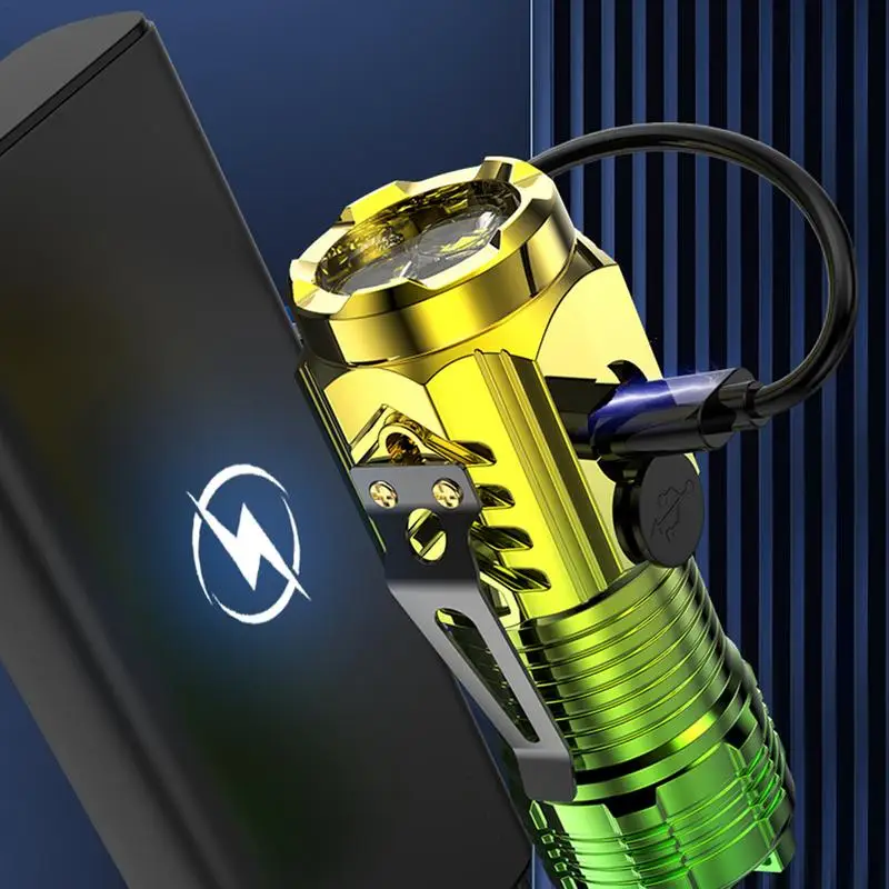 LED Flashlight Camping Torch Mini Rechargeable Water Resistances Flashlight Built In Magnet Portable Toggle Clip Tactical Torch