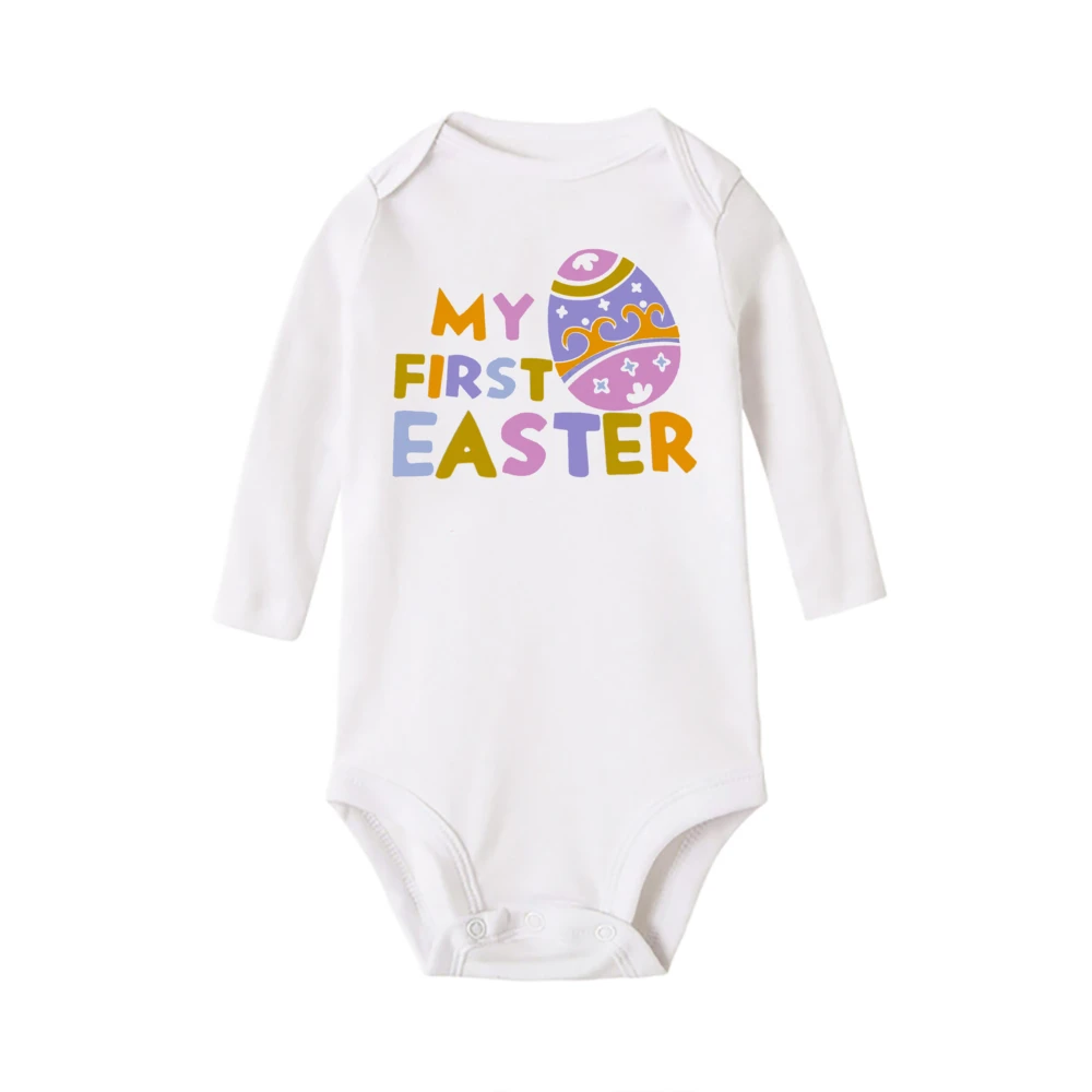 Mijn eerste Pasen Baby Romper Paasfeest Baby Romper Bunny Gedrukt Jongens Meisjes Outfits Kleding Baby Jumpsuit met lange mouwen