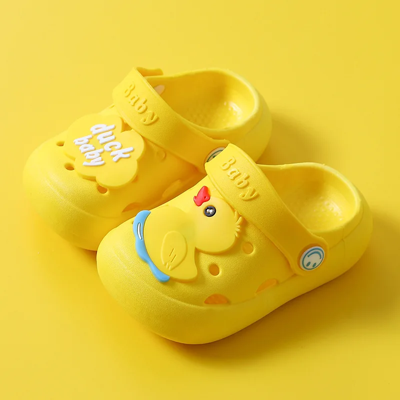 Summer Children Hole Shoes Toe wrapping Slippers Boys Girls Breathable Non slip Cute Cartoon Soft Sole Beach Sandal Cave