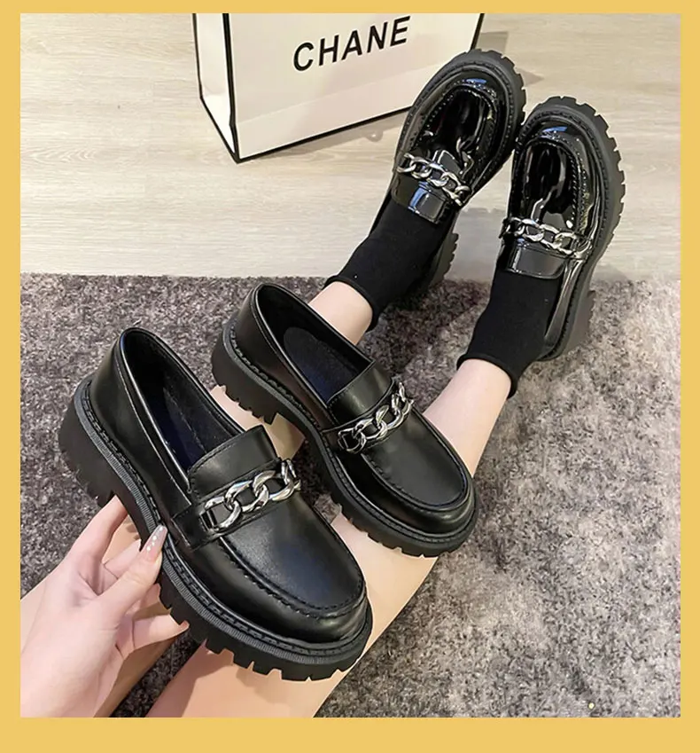 Japanese School Girl Black Loafers Mary Jane Shoes Low Heel Women  Vintage Harajuku  LOLITA  JK Uniform 