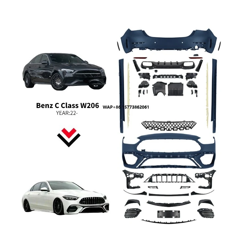 

Full Set Auto Accessories Rear Front Grille Bumper W206 C63 Body Kit for C-class W206 Upgrade to C63 2022 2023