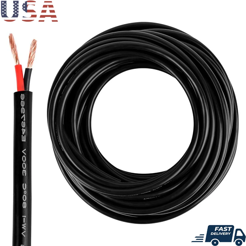 14 Gauge 2 Wire Stranded Copper Electrical Cable 100FT PVC Insulated Low Voltage Flexible Wire