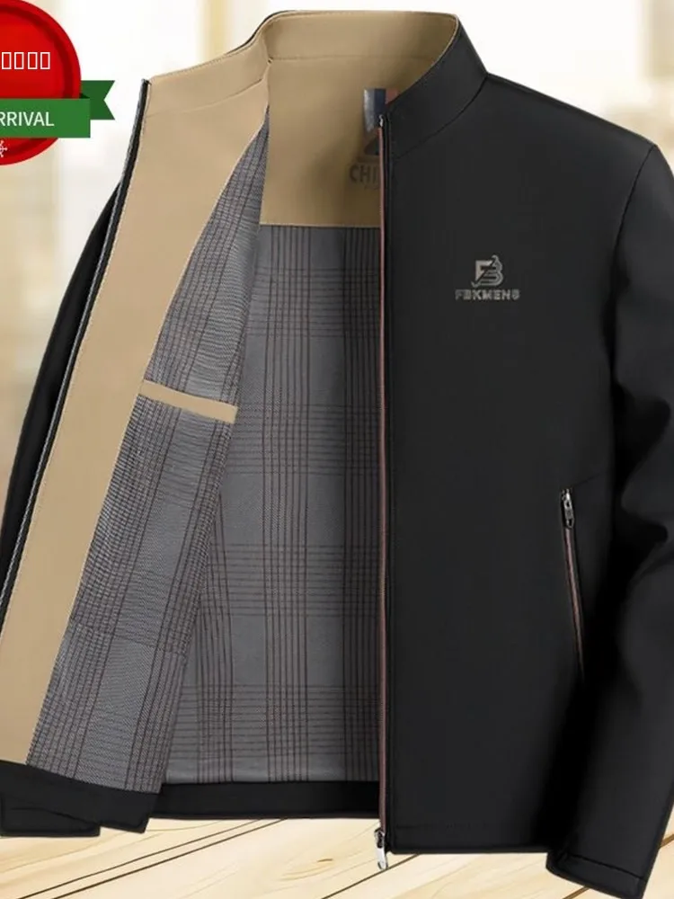 

Повседневная деловая куртка для мужчин среднего возраста, новинка 2024 года, с воротником-рубашкой, весенне-осенняя верхняя одежда для отцов