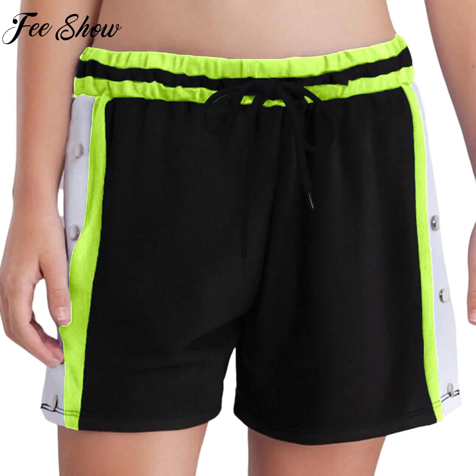 

Kids Boys Girls Tear Away Basketball Shorts Soft Elastic Waistband Press Button Side Split Contrast Color Workout Sports Shorts