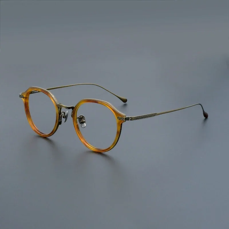 

Fashion Oval Brand Deigner Men Japanese Blue Blocking Handmade Acetate Glasses Frames LO-09 Myopia Men Titanium Women Eyeglasses
