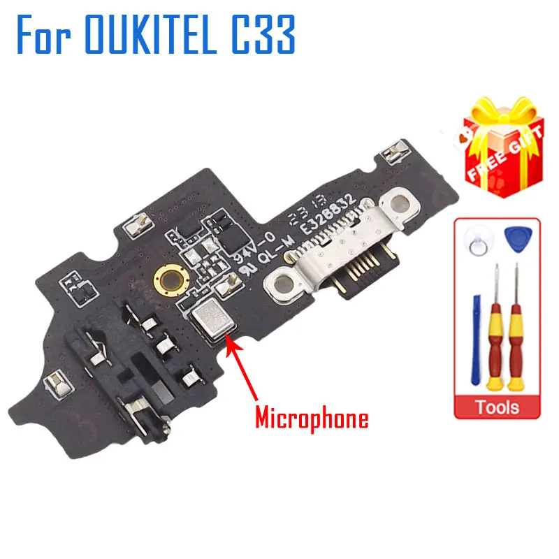 New Original OUKITEL C33 USB Board Dock Charging Port Board Headphone Jack With Microphone For OUKITEL C33 Smart Phone