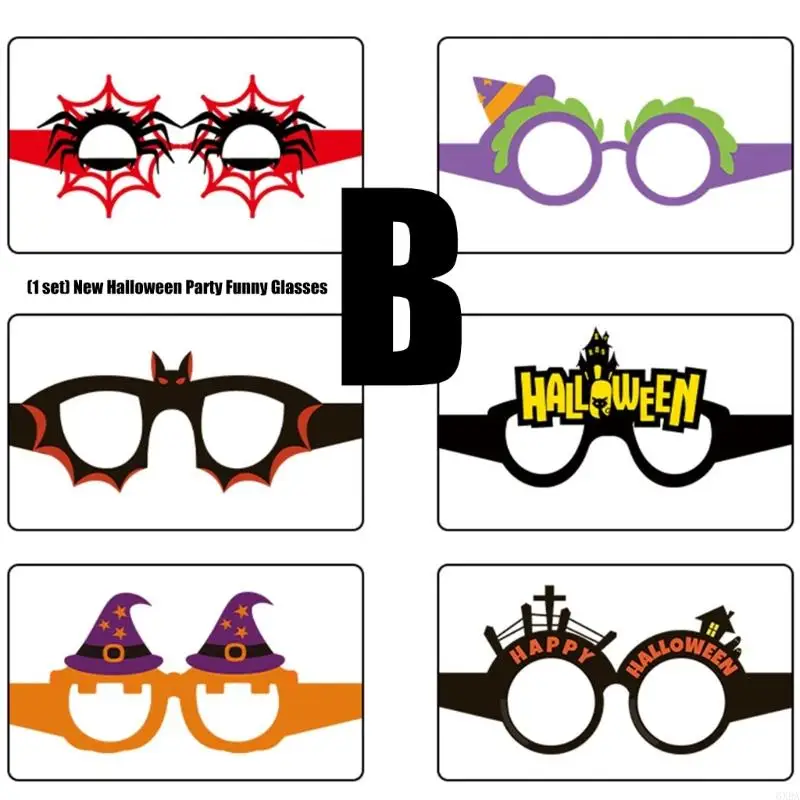 Halloween Party Decorations Funny Paper Eyeglasses Photo Prop Glasses Frame Halloween Birthday Party Cosplay Costume 6XDA