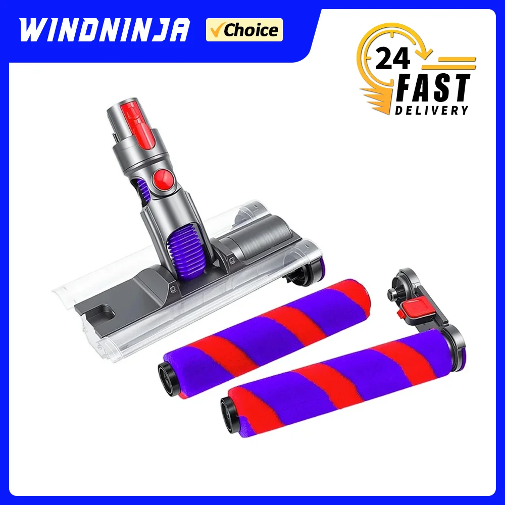 

Improved Twin Soft Roller Brush Head with Light For Dyson V7 V8 V10 V11 V15 Vacuum Cleaner Spare Free Rotating Floor Brush