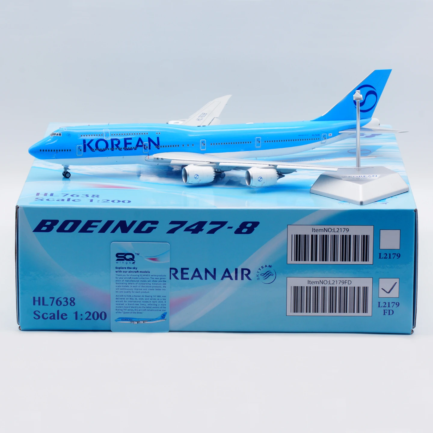 L2179FD Alloy Collectible Plane Gift SQ Wings 1:200 Korean Air 