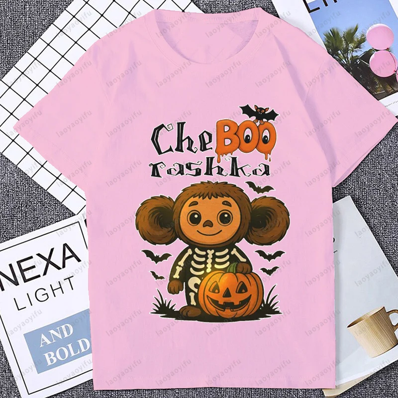مضحك الجرافيك Cheburashka هالوين تي شيرت عادية موضة فضفاضة Harajuku الهيب هوب رجل Streewtwear خمر روسيا الكرتون تي شيرت #2