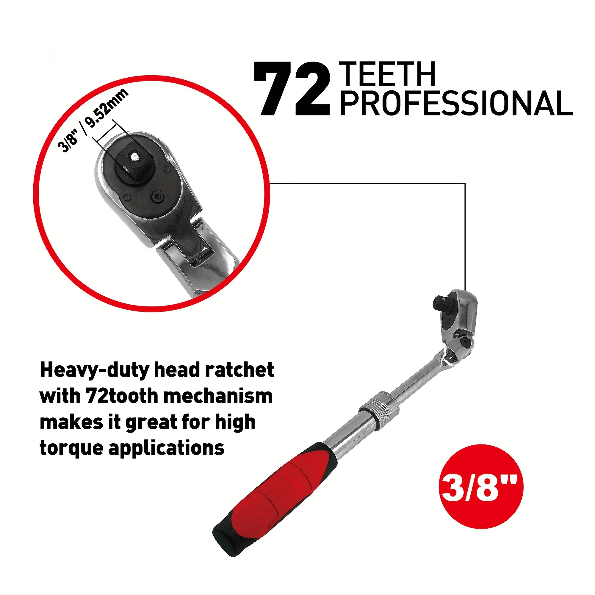 3/8 72-Tooth Carbon Steel Retractable Ratchet Wrench Automatic Quick Release Spanner Multifunctional Hand Tool