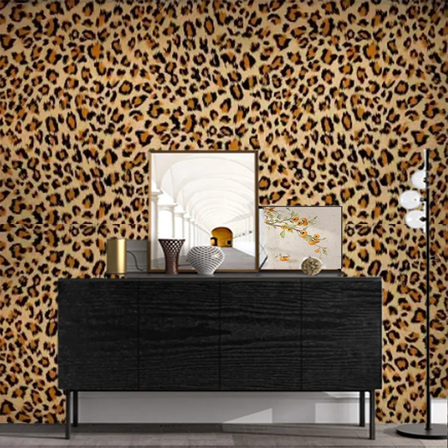 Leopard Peel and Stick Wallpaper Removable Contact Paper Brown Self Adhesive Waterproof Wall Paper for Bedroom Living Room Decor