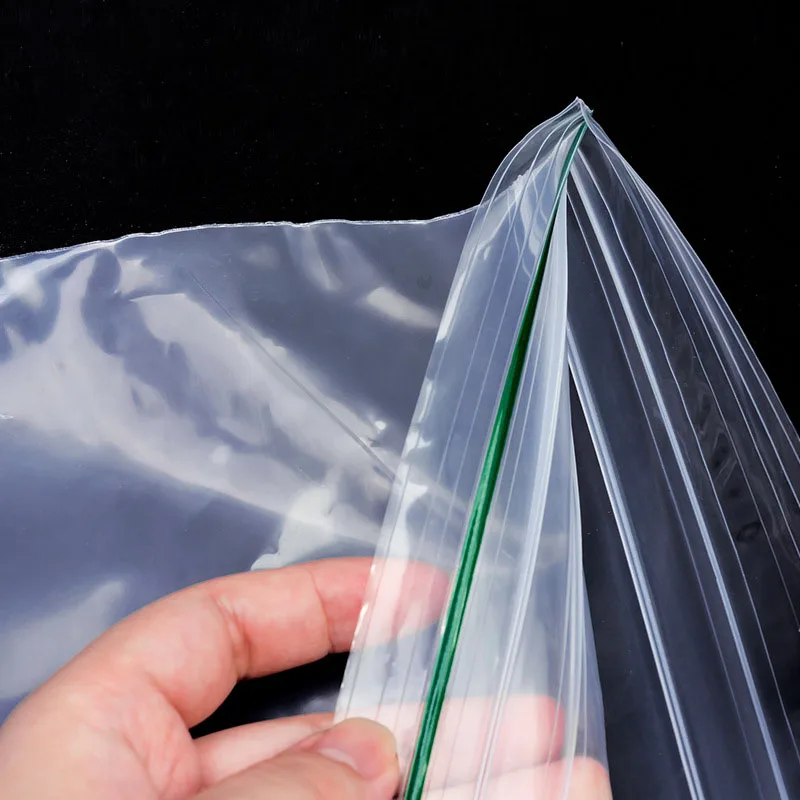 TETP 10Pcs Big Size Transparent Ziplock Bag With Double Sealing Strip Home Food Powder Storage Moisture-proof Resealable Thicken