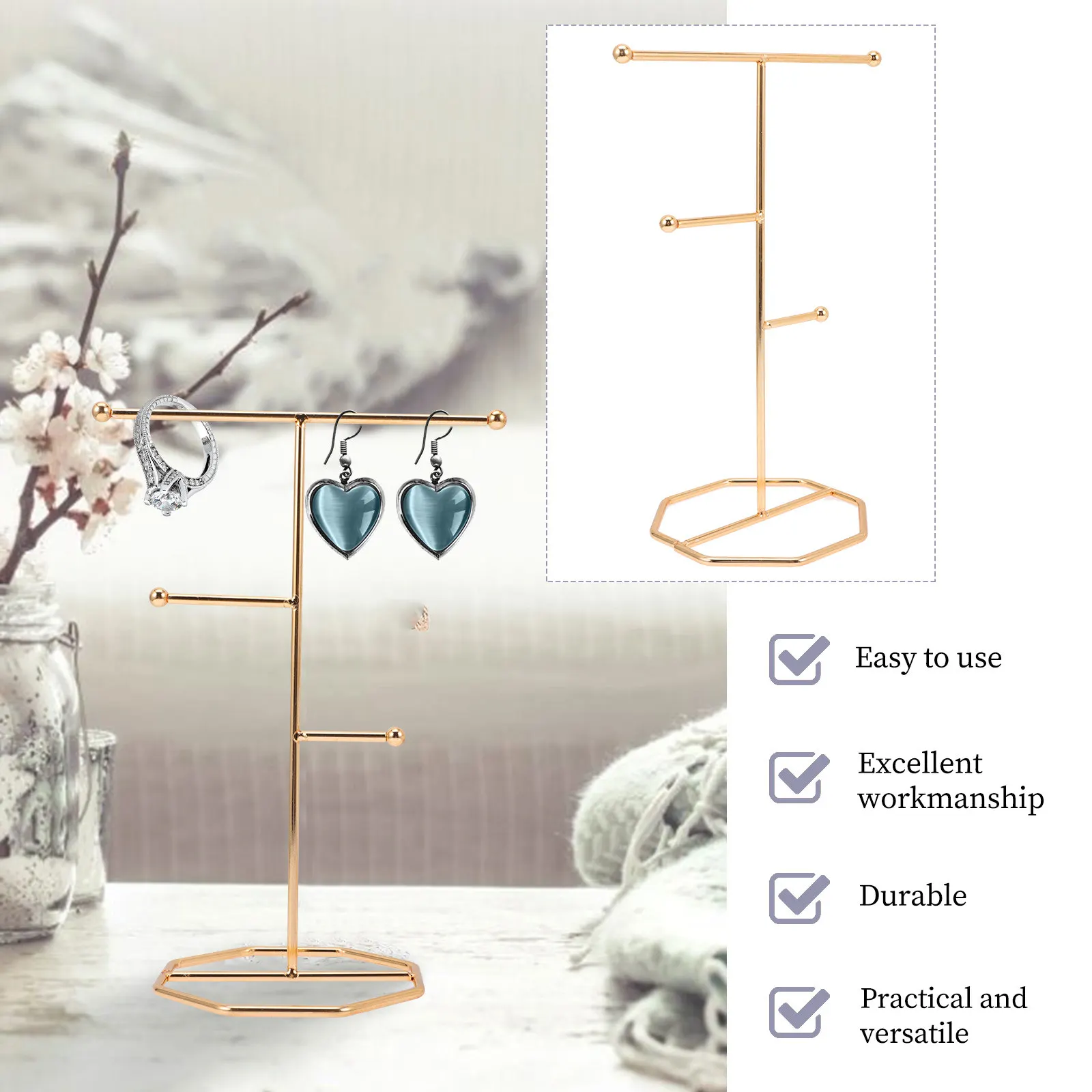 

Premium Jewelry Organizer Stand for Earrings Necklaces Bracelets Earring Rack Display Holder Storage Solution Decorative Design