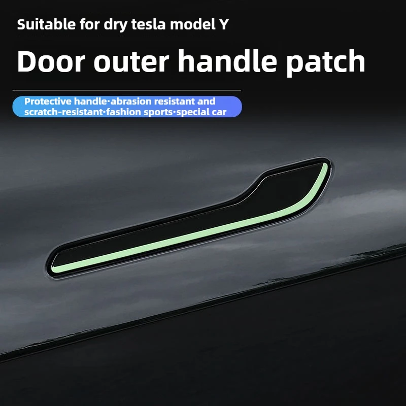 Car Decoration Tesla Model 3/Y Special Door Handle Scratch-proof Patch Carbon Fiber Luminous Sticker Modified Accessories