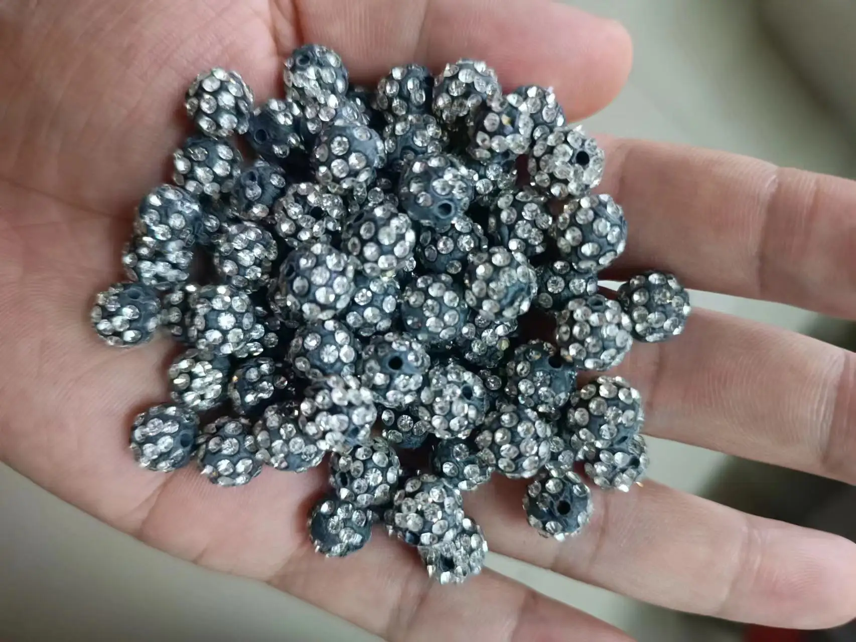50pcs/lot 4 6 8 10 12mm  Ball Beads Clay Paved Crystal Disco Spacer Beads For DIY Jewelry Making Necklace Bracelet g4w