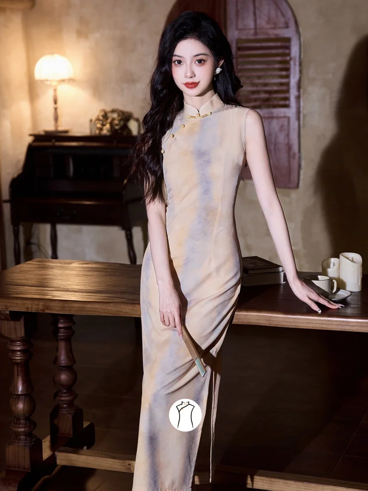 

Slimming Effect Chinese Sle Svel Qipao Dr New Summer 2025 Faionable Breathable Long Qipao Dr for Women