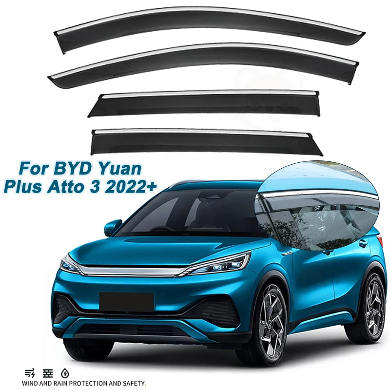 

4PCS Car Side Window Visor Deflector For BYD Yuan Plus Atto 3 2022+ Window Weather Waterproof Rain Guard Shield Windshield Cover