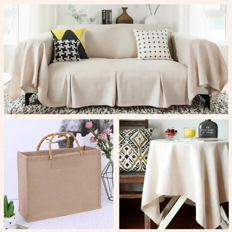 0.5m/1m/2m Solid Color Raw Cloth Cotton Linen Fabric Patchwork DIY Handmade Storage Bag Cushion Cover Tablecloth Sewing Fabric