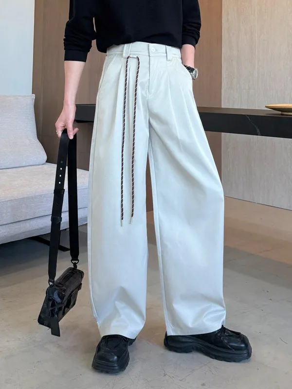 

Men's Casual Straight Leg Pants High Street Sle Dstring Design Spring Summer Cotton Polyester Blend Drapey Comfortable