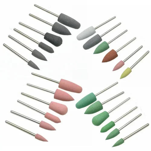 Imagen 1 del producto Pulidor de pulido Dental de goma de silicona, amoladora, brocas para uñas para manicura eléctrica, pulidor de diamante, vástago de 2,35mm, 6 uds./10 Uds.